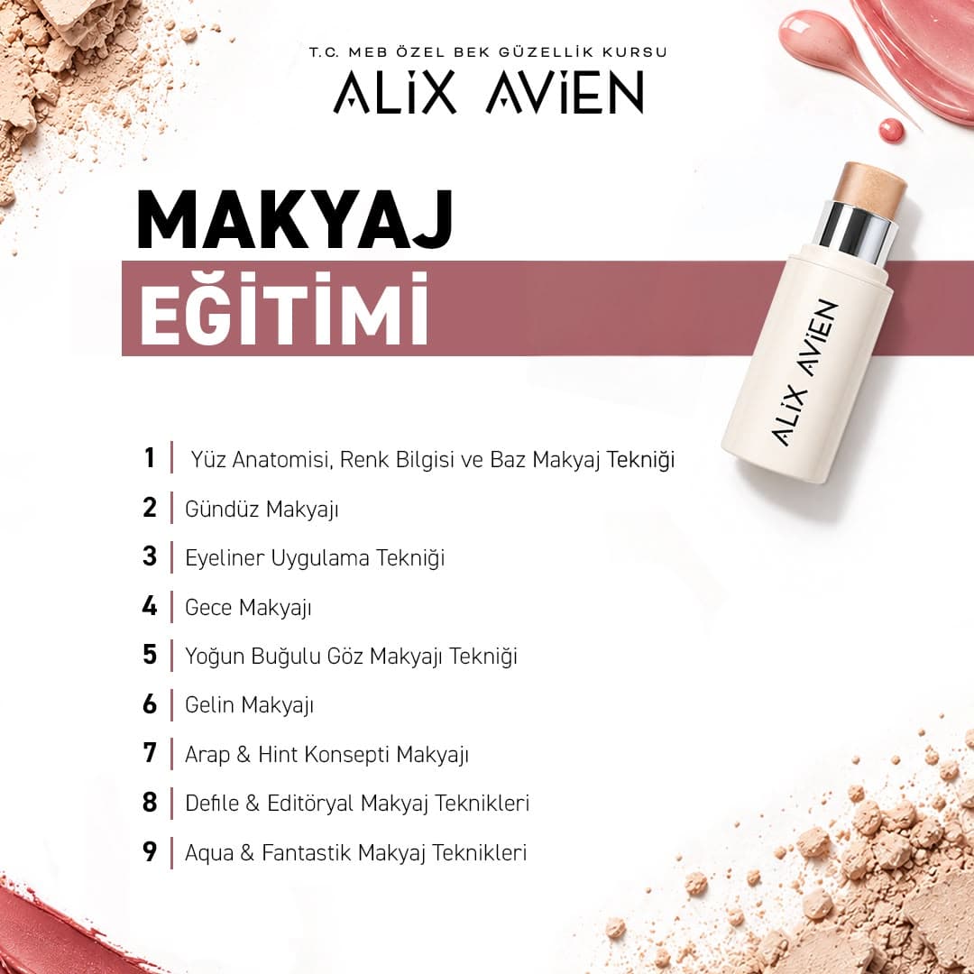 Makyaj Eğitimi ders programı — dokuz ders